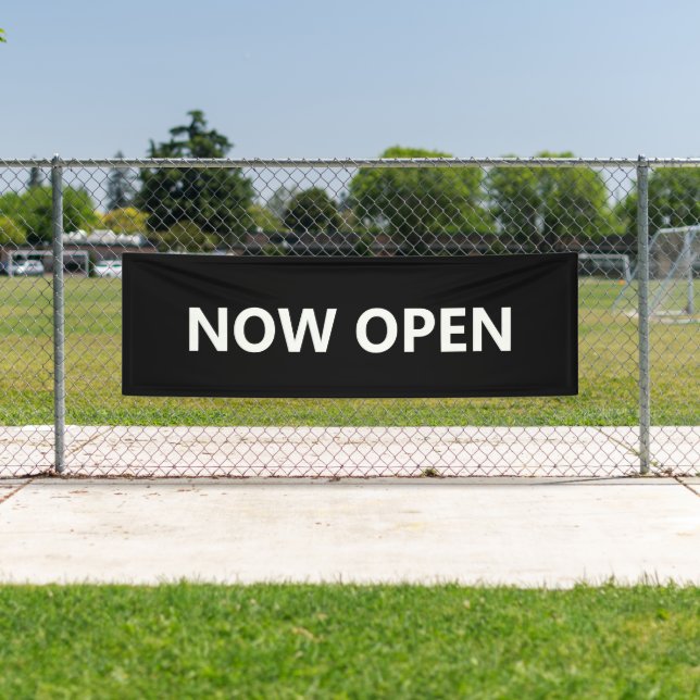 Now Open lack and White Business Banner (Insitu)