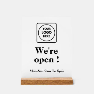 Now Open Logo Custom Business Opening Times Sign