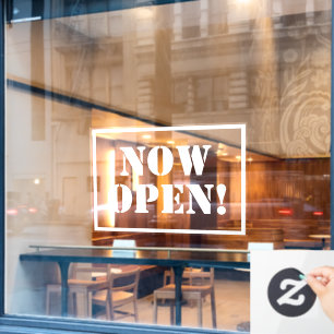 Now Open Sign Window Cling