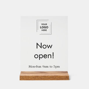 Now Open Store Hours   Custom Business Logo  Acrylic Sign
