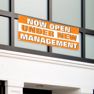 Now Open Under New Management Small Business Banner