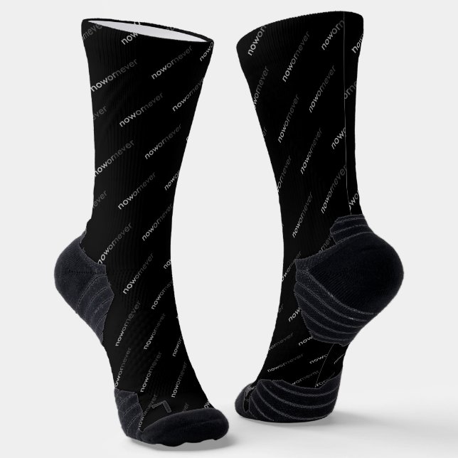 Now or Never Vanishing Quote for Procrastinators Socks (Angled)