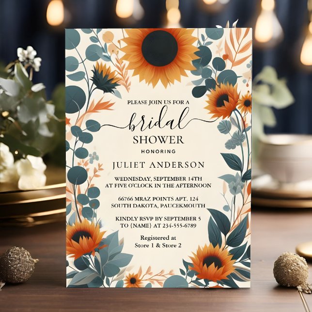 Now Rustic Garden Greenery Sunflower Bridal Shower Invitation (Creator Uploaded)