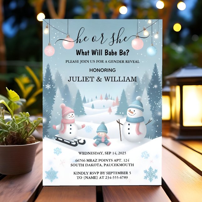 Now Rustic Snow Cold Ice Cosy Winter Gender Reveal Invitation (Creator Uploaded)