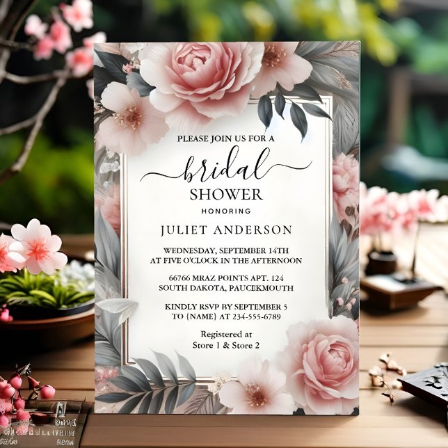 Now Silk Pink Boho Peony Dusty Rose Bridal Shower Invitation (Creator Uploaded)