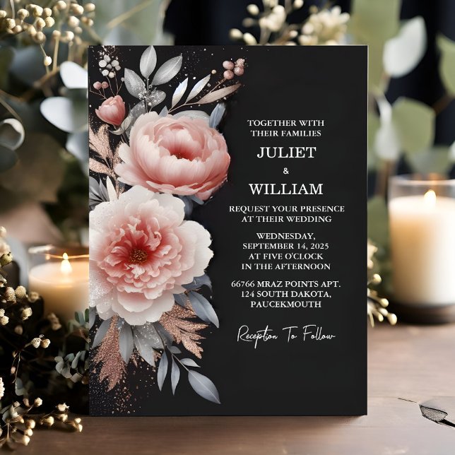 Now Silk Pink Boho Peony Garden Dusty Rose Wedding Invitation (Creator Uploaded)