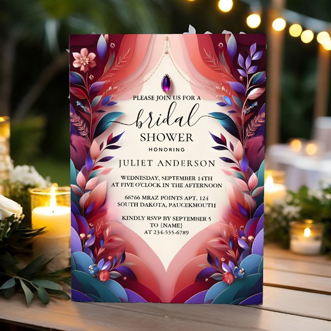 Now Soft Teal Fall Bold Jewel Tone Bridal Shower Invitation (Creator Uploaded)
