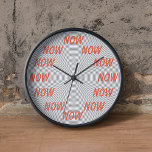 Now - The only time that matters Clock<br><div class="desc">Now Clock - Black and White circles option illusion with the work Now in orange.   A clock that displays the only time that really matters!</div>