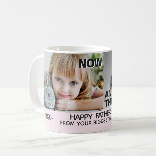 Now & then with pictures growing girl fathers day coffee mug (Front Left)