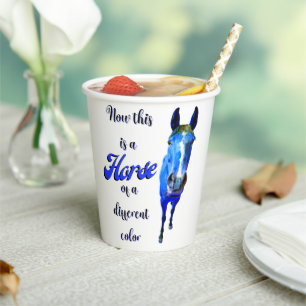 Now This Is A Horse Of A Different Colour in Blue Paper Cups