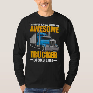Now You Know Awesome Trucker Looks Like  Funny Tru T-Shirt