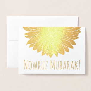 nowruz mubarak! gold foil sunflower card