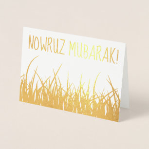 nowruz mubarak! gold foil wheatgrass card