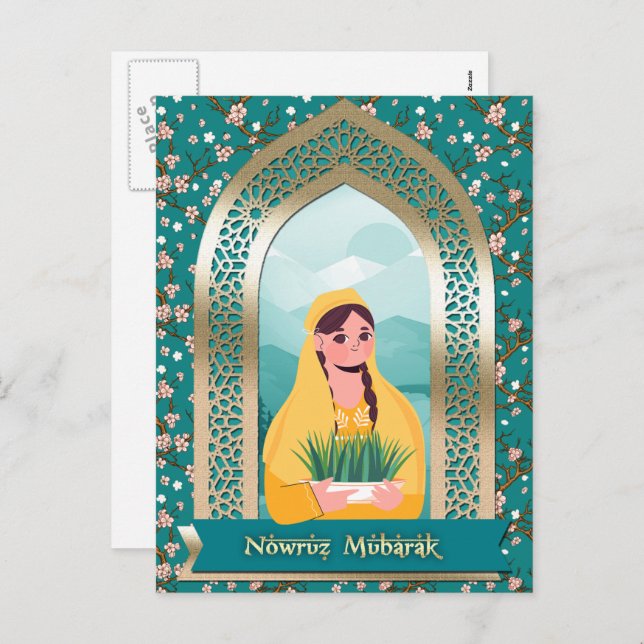Nowruz Mubarak. Persian New Year  Holiday Postcard (Front/Back)