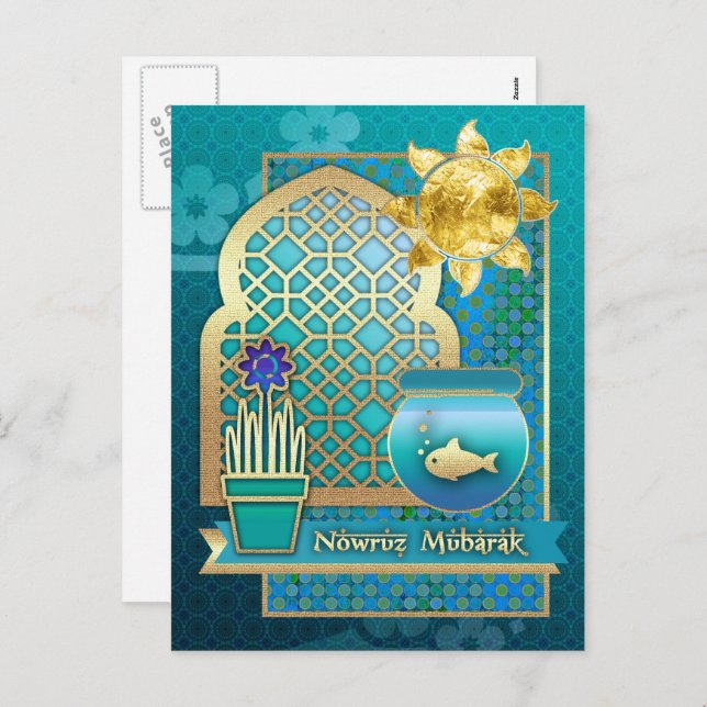 Nowruz Mubarak. Persian New Year Postcards (Front/Back)