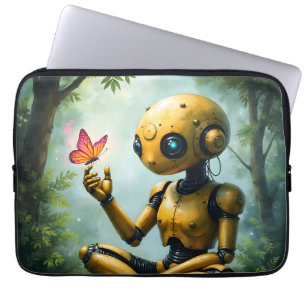 Nox Finds Wonder,A Curious Robot's First Butterfly Laptop Sleeve