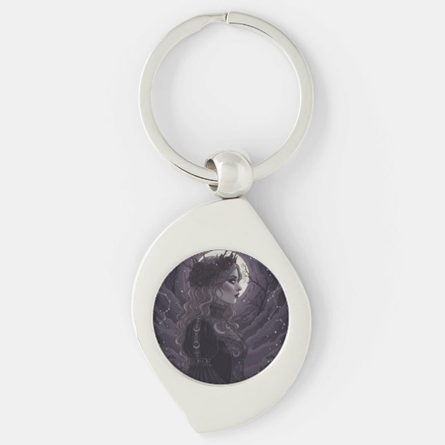 NOX FLORESCENS - Dark Gothic Queen of Roses and St Key Ring (Front)