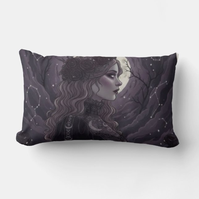 NOX FLORESCENS - Dark Gothic Queen of Roses and St Lumbar Cushion (Front)