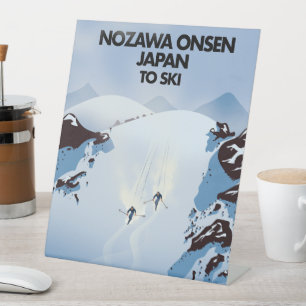 Nozawa Onsen Japan ski print. Pedestal Sign