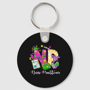 Np Nurse Practitioner Cute Mardi Gras Girl Women  Key Ring