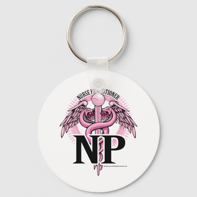 NP PINK Caduceus Key Ring (Front)