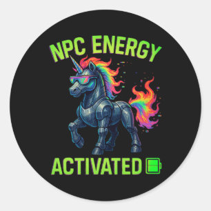 Npc Energy Activated Funny Aesthetic Gamer Rgb Pix Classic Round Sticker