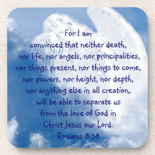 nspirational Scripture Angel In Clouds, Romans Coaster