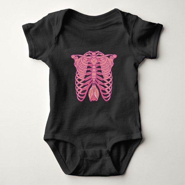 Nu Goth Bat Skeleton aesthetic gothic wiccan pagan Baby Bodysuit (Front)
