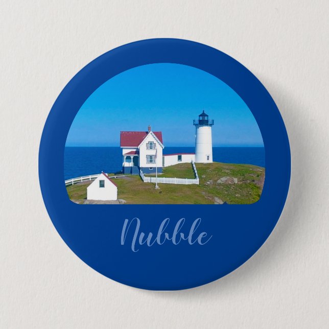 Nubble Light Blue Horizon Maine Lighthouse 7.5 Cm Round Badge (Front)