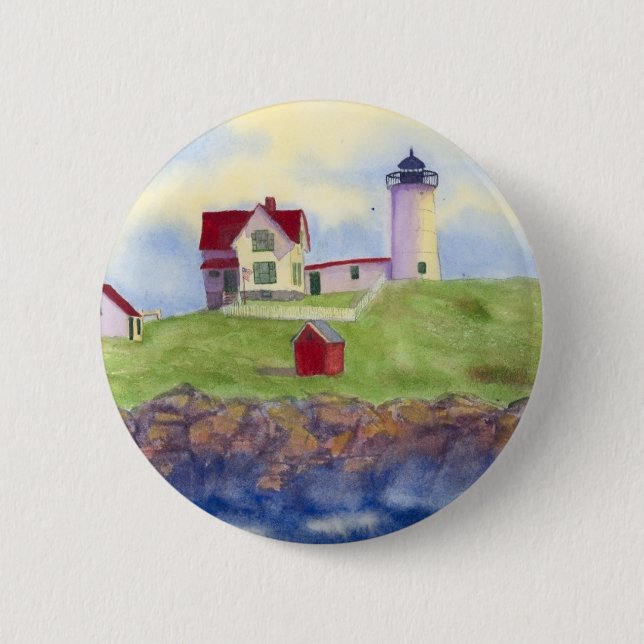 Nubble Light House York Maine Button (Front)