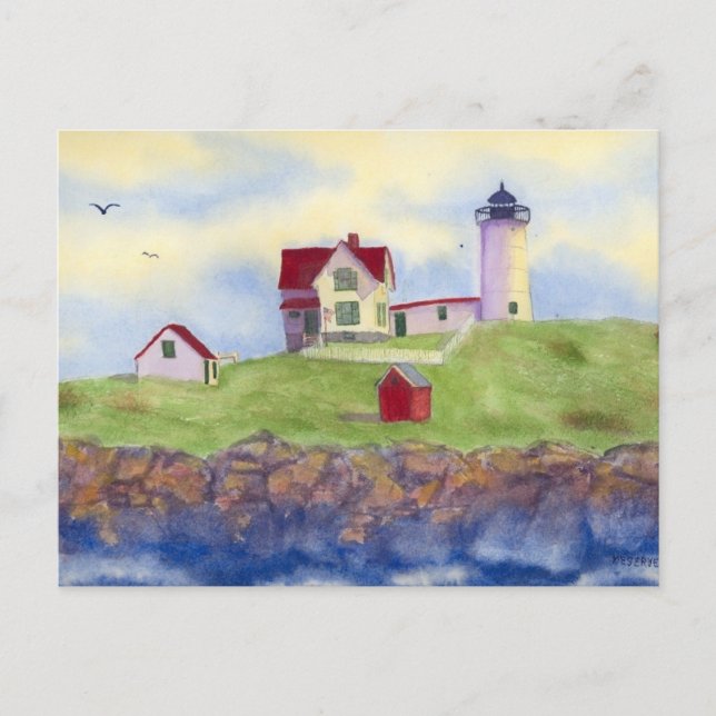 Nubble Light House York Maine Postcard (Front)