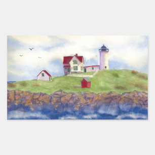 Nubble Light House York Maine Rectangular Sticker