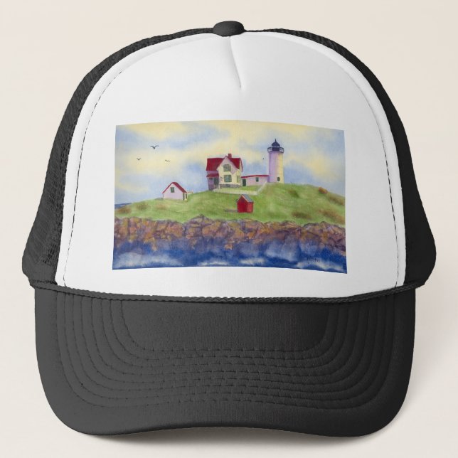Nubble Light House York Maine Trucker Hat (Front)