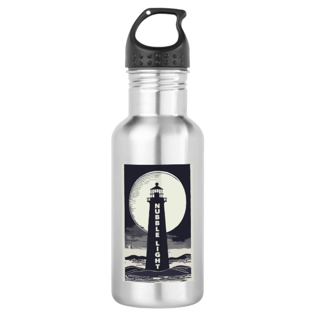 Nubble Light Maine Lighthouse Moon 532 Ml Water Bottle (Front)