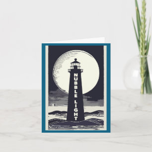Nubble Light Maine Lighthouse Moon Card