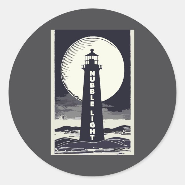 Nubble Light Maine Lighthouse Moon  Classic Round Sticker (Front)