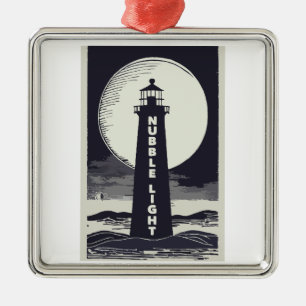 Nubble Light Maine Lighthouse Moon Metal Tree Decoration
