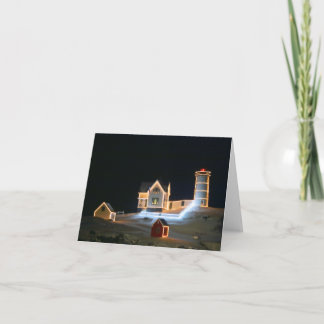 Nubble Light on a snowy night. Note Card