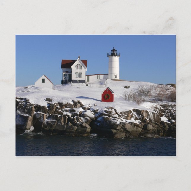 Nubble Lighthouse in Winter Postcard (Front)