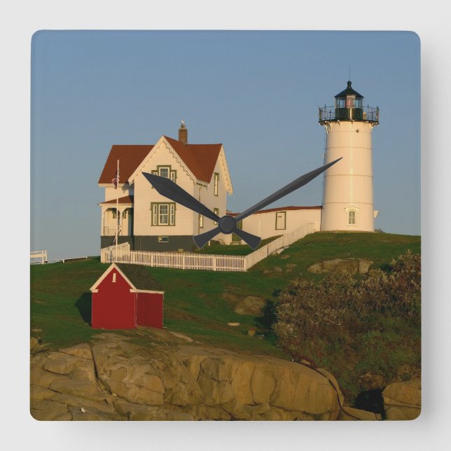 Nubble Lighthouse in York Maine Square Wall Clock (Front)