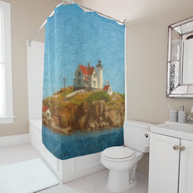 Nubble Lighthouse Shower Curtain (In Situ)