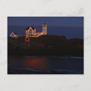 Nubbles Lighthouse Postcard-Holiday Lights Postcard