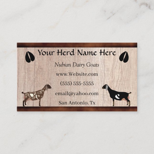 Nubian Dairy Goat Business Card (Front)