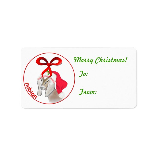 Nubian Goat Christmas Gift Tag Sticker (Front)