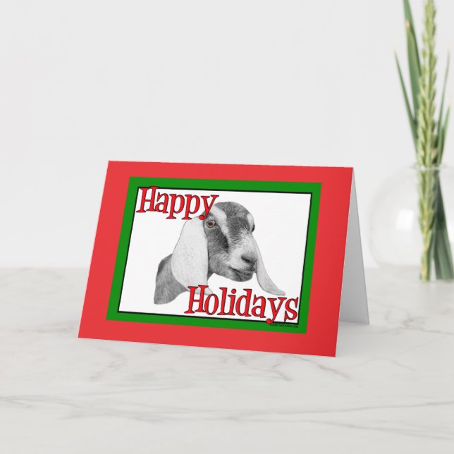 Nubian Goat Holiday Christmas Card (Front)