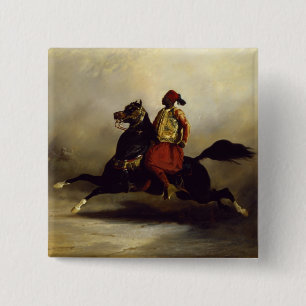 Nubian Horseman at the Gallop 15 Cm Square Badge