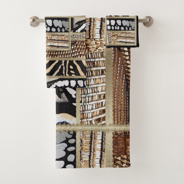 Nubian Majesty • Afrocentric Geometric Bath Towel  (Insitu)
