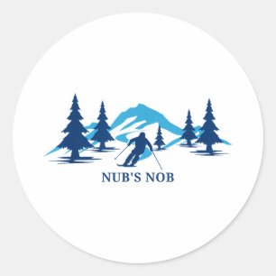 Nub's nob michigan ski resort skiing skier classic round sticker
