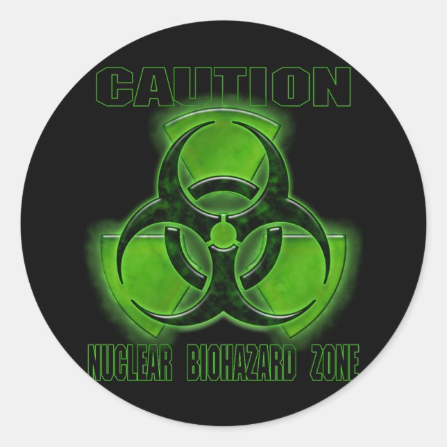 Nuclear Biohazard Caution Sign Classic Round Sticker (Front)
