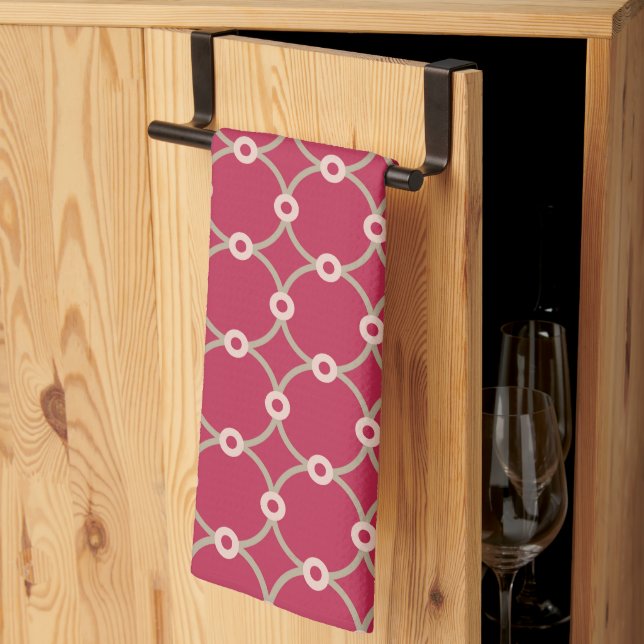 Nuclear Connectivity - magenta - seamless pattern. Tea Towel (Thirds Fold)